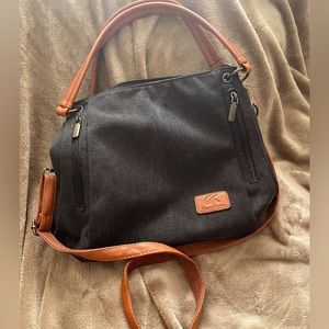 Black canvas shoulder bag